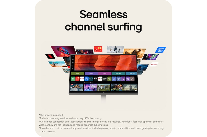 LG Smart Monitor 27U511SB with webOS providing access to built in streaming apps and entertainment content.