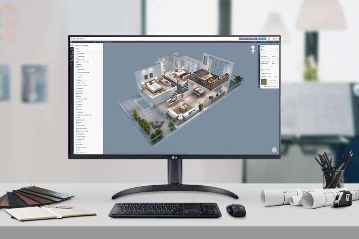 The 31.5-inch UHD 4K large display reproduces detailed images and accurate color.