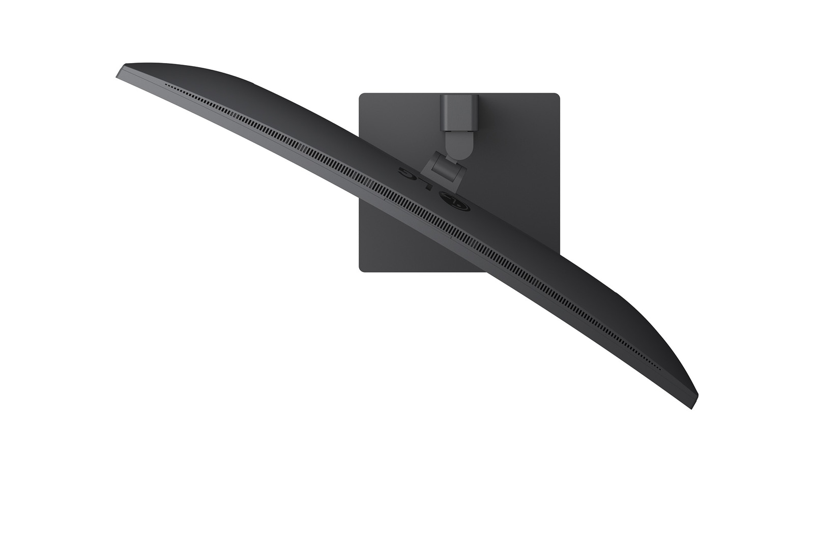 Side view of monitor stand with screen tilted backward