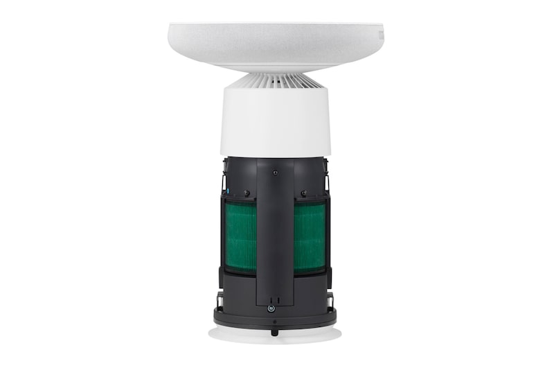 AF20SOUND Side view of the LG PuriCare™ Aerospeaker with visible green cylindrical filter