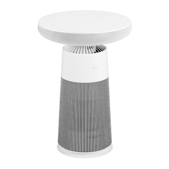 AF20SOUND Angled three-quarter view of the LG PuriCare™ Aerospeaker on a white background