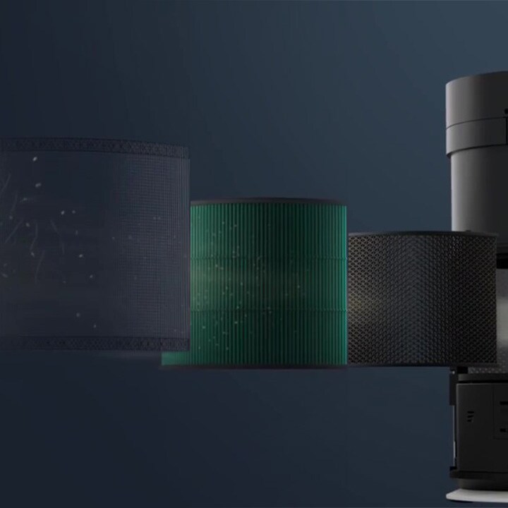 LG air purifier video showcasing the HEPA filter, highlighting air intake, multi-filtration stages, and clean air release	