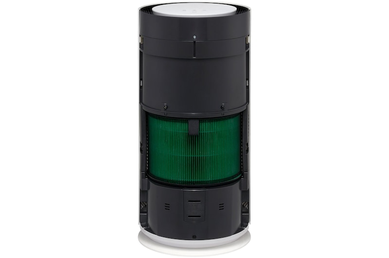 Front view of LG air purifier with visible internal filters