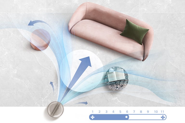 Clean and cool air from the product is spreading throughout the living room.