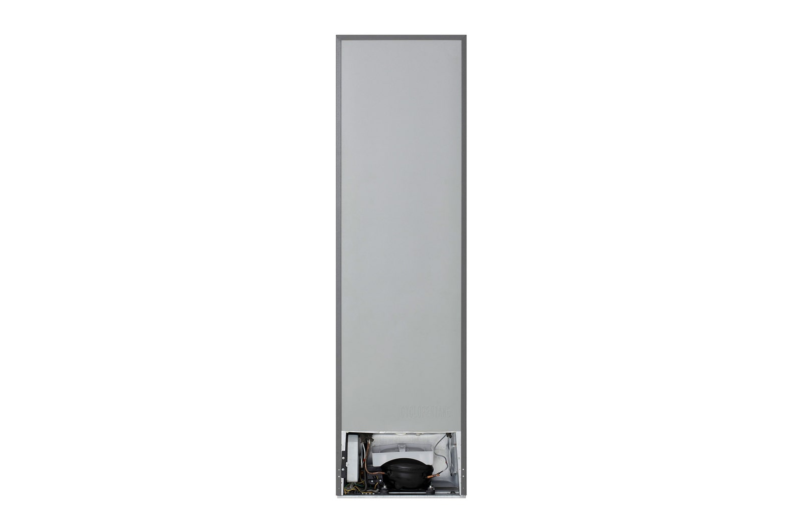 LG Bottom Freezer Refrigerator m226mpybam rear view showing the technical layout and compressor area.