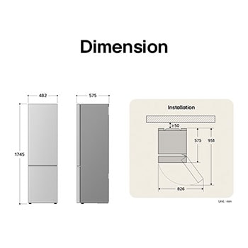 LG Bottom Freezer Refrigerator m226mpybam in Prime Silver with empty fridge and freezer compartments.
