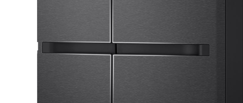 The handle design of the refrigerator magnified with gradient white lines	
