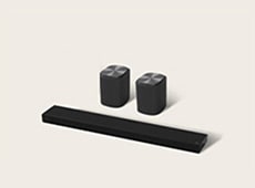 LG Immersive Suite 7, a set of home stereo audio system with a Sound Suite soundbar and two speakers