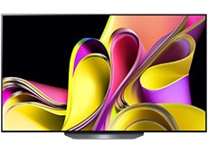 LG OLED B3 showing a colorful abstract artwork. 