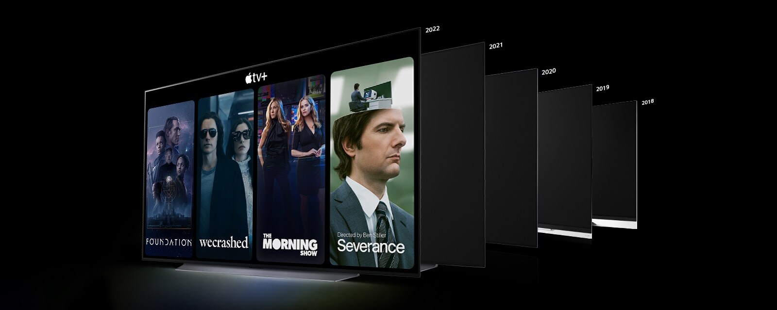 Images of LG Smart TVs released from 2018 to 2022.