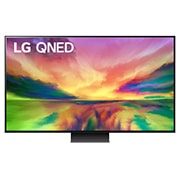 A front view of the LG QNED TV with infill image and product logo on