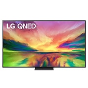 A front view of the LG QNED TV with infill image and product logo on