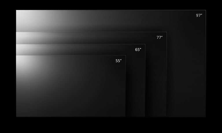 LG OLED G2 TV lineup in various sizes from 55 inches to 97 inches.