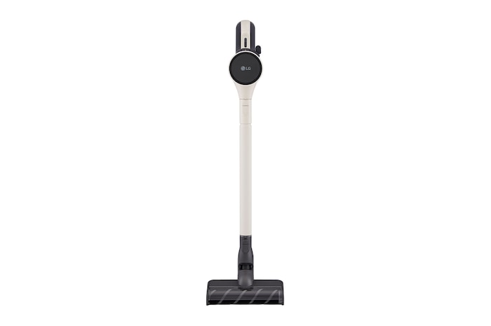 Kompressor™ Technology. Hand operating the kompressor to release lever on the LG A9L-CORE vacuum to empty collected debris efficiently.