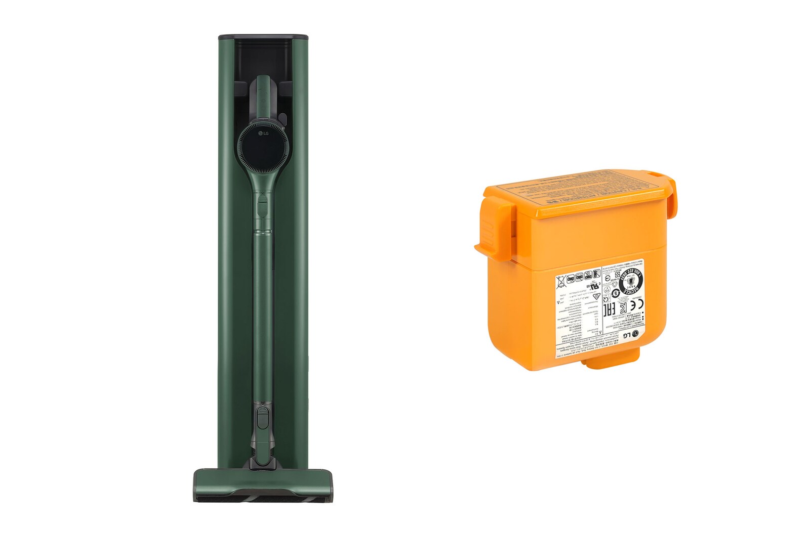 Front view of LG CordZero™ All-in-One Tower A9X Wireless Vacuum Cleaner (Calming Green) + Vacuum Cleaner Battery Bundle Set A9X-STEAM.EAC6001