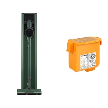 Front view of LG CordZero™ All-in-One Tower A9X Wireless Vacuum Cleaner (Calming Green) + Vacuum Cleaner Battery Bundle Set A9X-STEAM.EAC6001