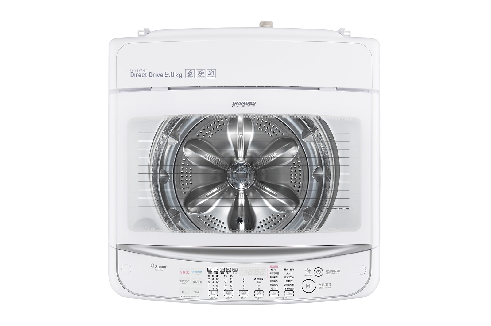 LG 9KG 750rpm Steam Washing Machine with TurboWash3D™, WT-WHE90SW