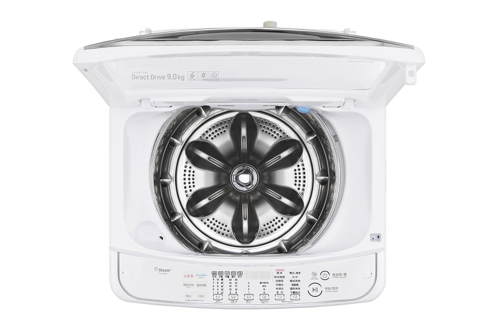 LG 9KG 750rpm Steam Washing Machine with TurboWash3D™, WT-WHE90SW