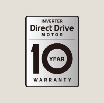 LG top load washing machine’s inverter direct drive motor comes with a 10-year warranty.	