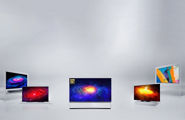 LG OLED's ZX, WX, GX, CX, BX models are arranged in space