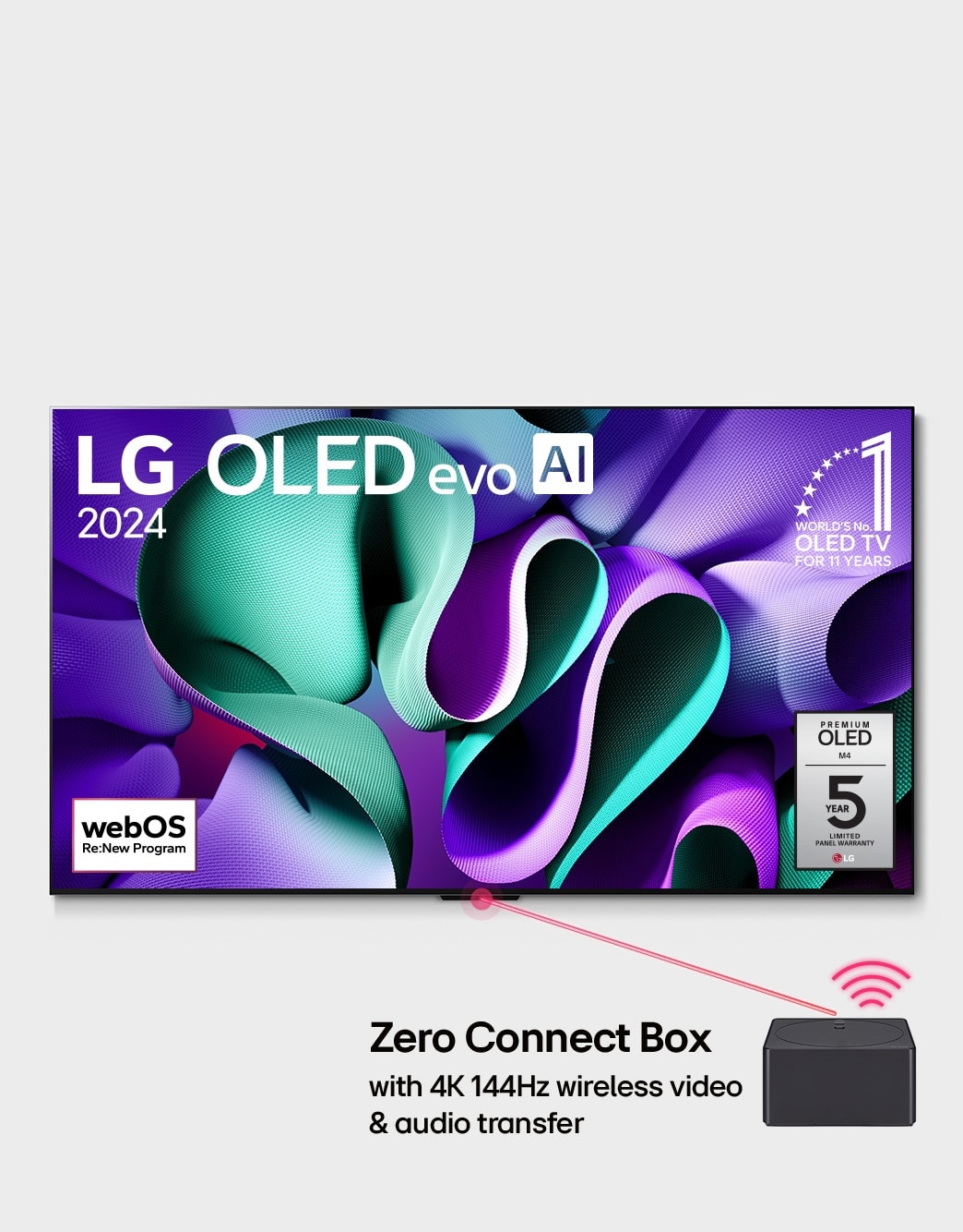 65 Inch LG OLED evo AI M4 World's first True Wireless TV with 4K