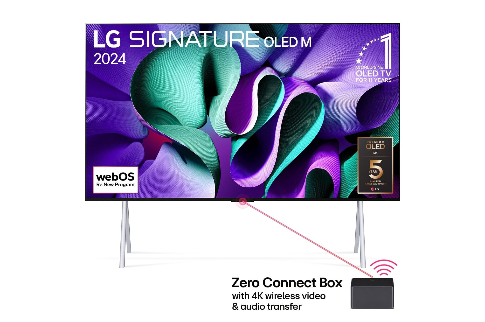 97 inch LG SIGNATURE OLED M4 True Wireless TV with 4K 120Hz Video