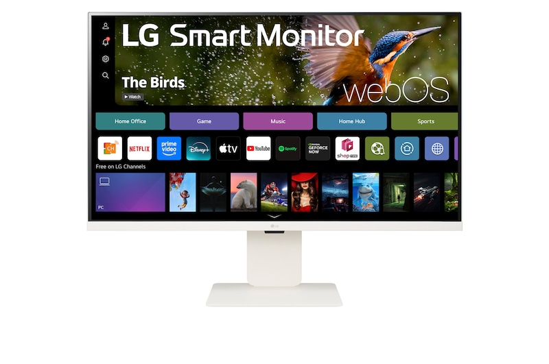 front view of LG Smart Monitor 32SR83U-W with webcam