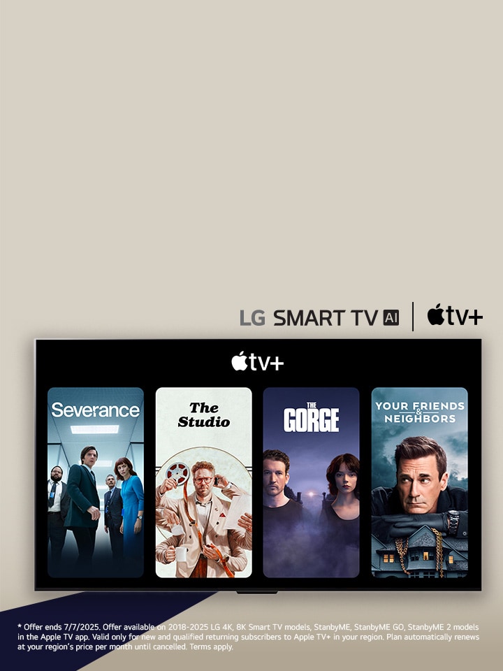 Négy tévéműsor bélyegképével ellátott LG TV