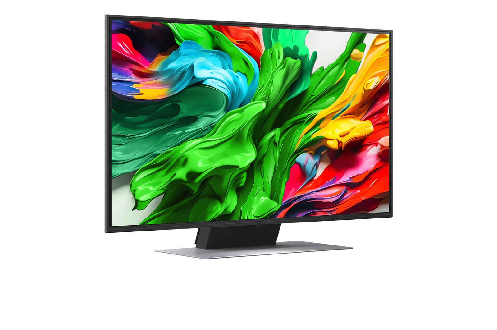 LG QNED evo TV szögben kissé jobbra néző oldalnézetben