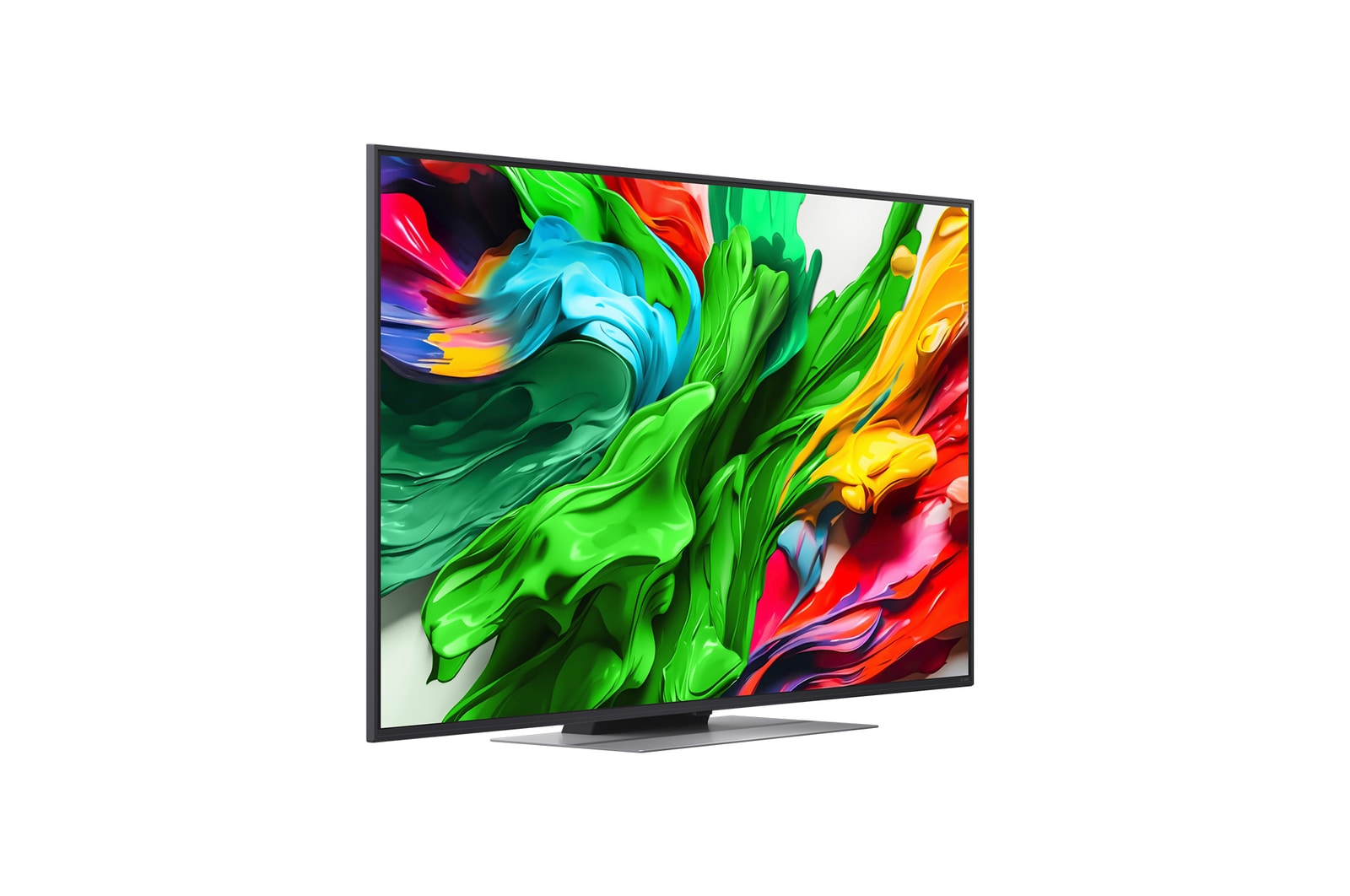 LG QNED evo TV szögben kissé jobbra néző oldalnézetben
