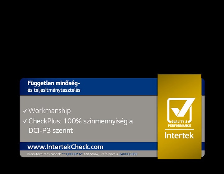 Intertrek tanúsítvány a 100%-os színskálához a DCI-P3 szabvány szerint