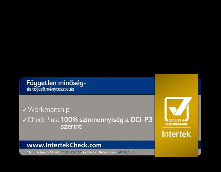Intertrek tanúsítvány a 100%-os színskálához a DCI-P3 szabvány szerint