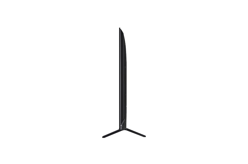 LG QNED evo AI QNED92 4K Smart TV elöl- és oldalnézete, a hosszúsági, szélességi, magassági és mélységi méreteket mutatva.