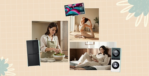 Kép egy személyt és LG háztartási gépeket ábrázolva