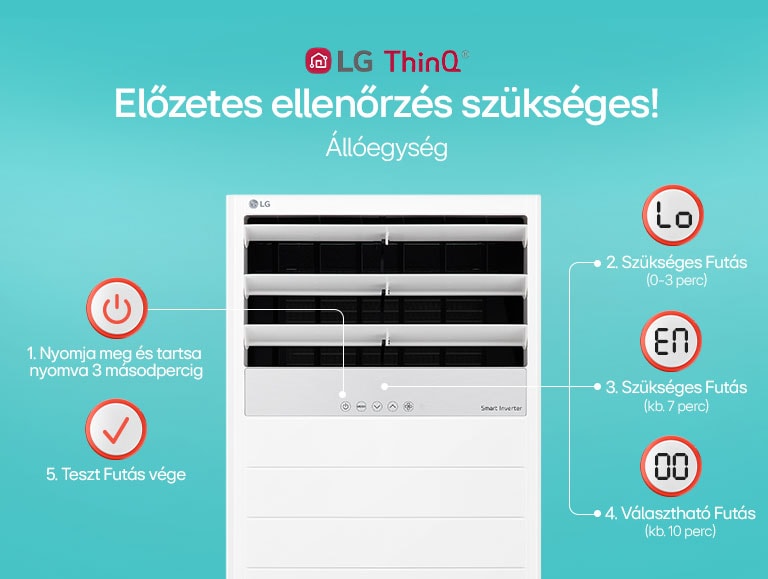 LG légkondicionáló állóegység az előzetes ellenőrzéshez szükséges instrukciók lépéseiről