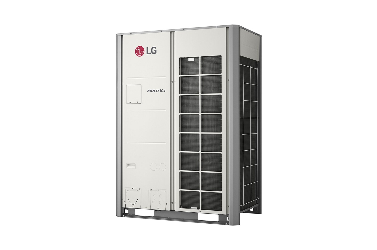 LG MULTI V i ZRUM160LTE6 kültéri egység, 16HP. 2x1 négyzet alakú légcsatorna az előlap jobb oldalán, valamint a készülék mindkét oldalán.
