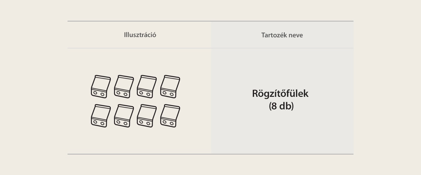 Az indukciós főzőlap tartozékaként járó rögzítőfülek illusztrációja.
