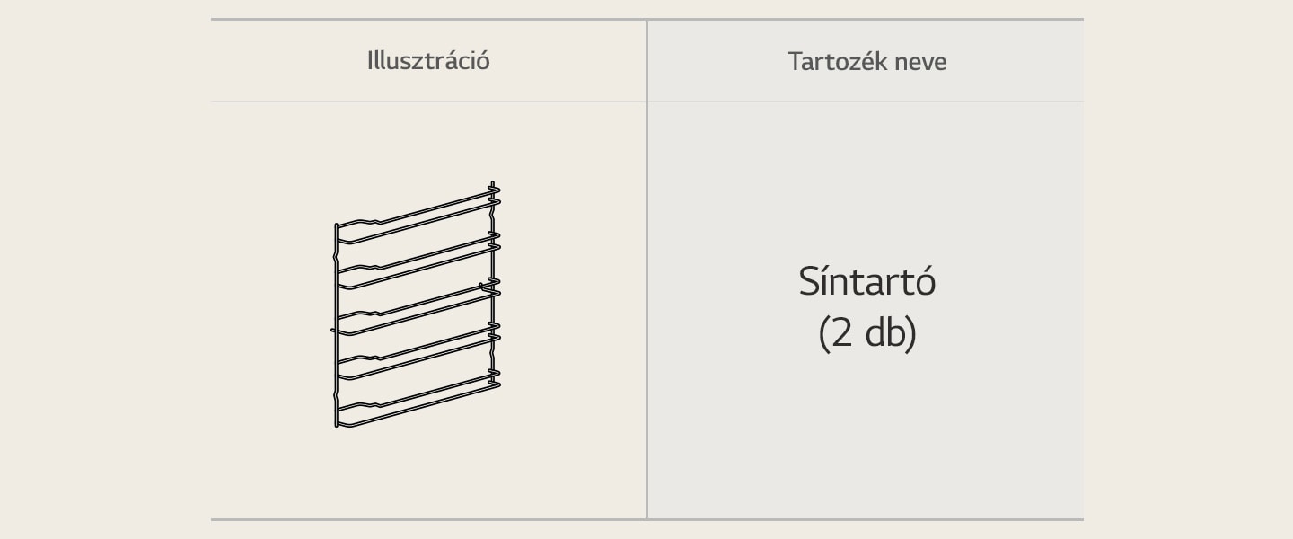 A sütő tartozékai illusztrálva: síntartó és teleszkópos sütősín