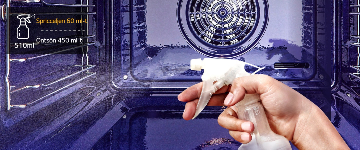 Vizet priccelnek az LG sütő belsejébe az EasyClean™ bekapcsolása előtt.