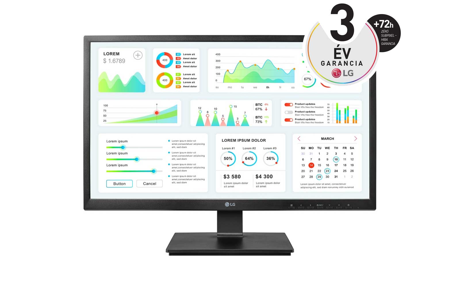 A(z) 23,8&#39;&#39; méretű All-in-One Zero Client FullHD IPS kijelző 24CK550Z-BP elölnézete