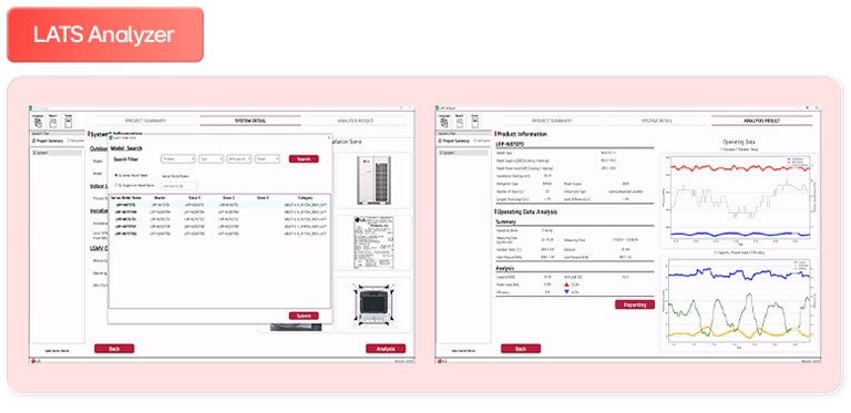 LATS Analyzer HVAC teljesítményelemző, energiahatékonysági vizsgálat, rendszerüzemeltetési adatok mutatása, részletes riport