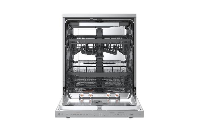 LG QuadWash™ gőzös mosogatógép TrueSteam™ technológiával, Automatikus ajtónyitás, 14 teríték, ThinQ™ WiFi funkció, DF375HVS