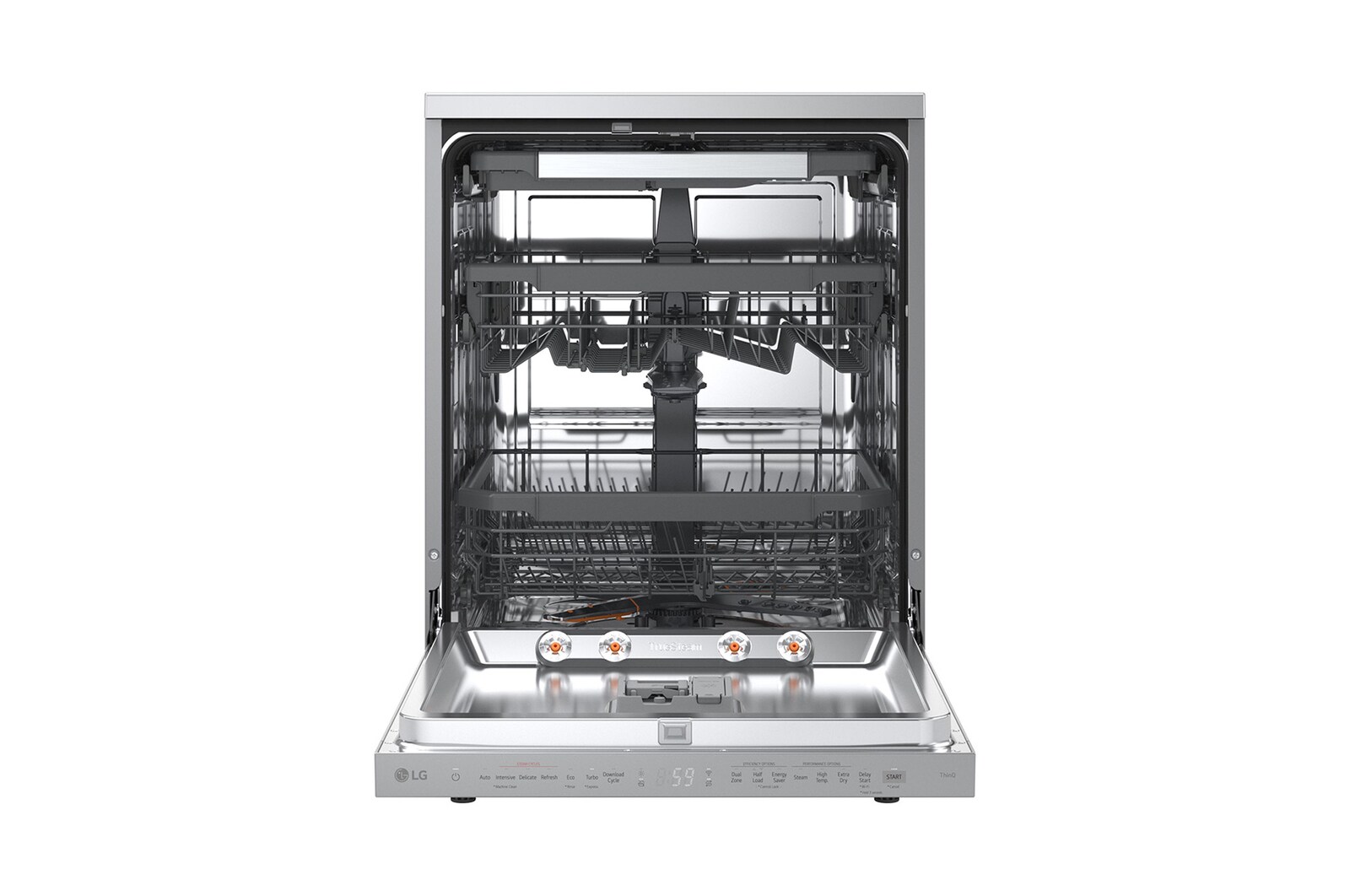 LG QuadWash™ gőzös mosogatógép TrueSteam™ technológiával, Automatikus ajtónyitás, 14 teríték, ThinQ™ WiFi funkció, DF375HVS
