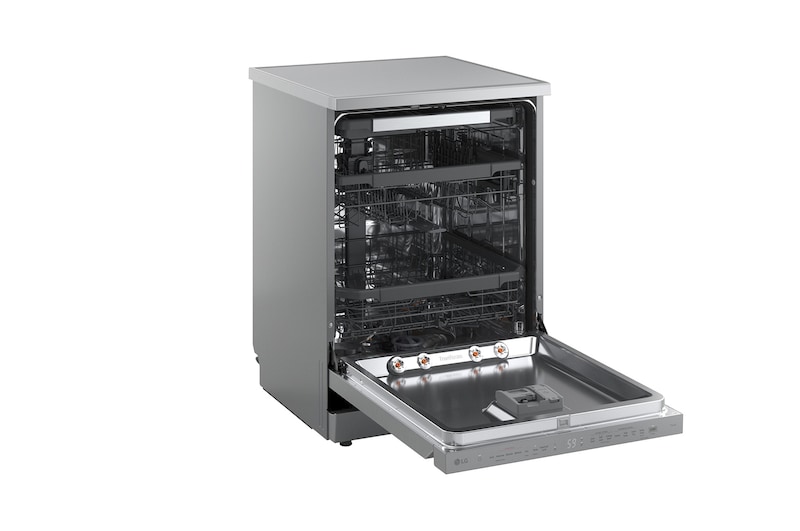LG QuadWash™ gőzös mosogatógép TrueSteam™ technológiával, Automatikus ajtónyitás, 14 teríték, ThinQ™ WiFi funkció, DF375HVS