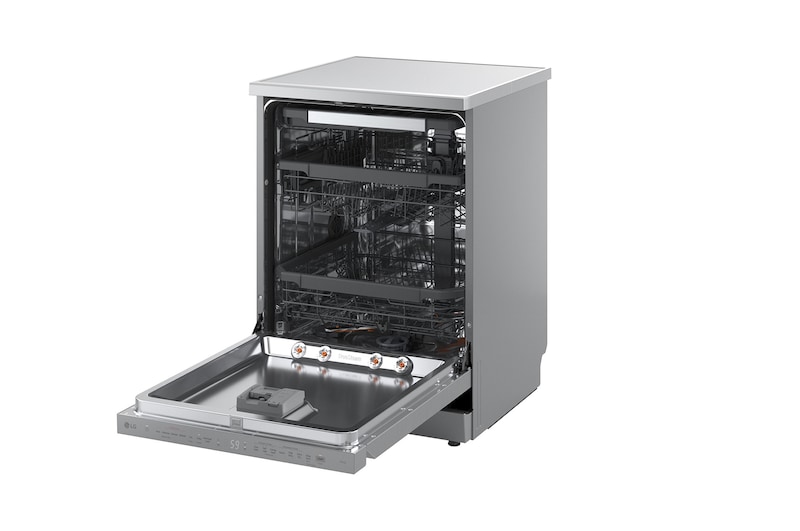 LG QuadWash™ gőzös mosogatógép TrueSteam™ technológiával, Automatikus ajtónyitás, 14 teríték, ThinQ™ WiFi funkció, DF375HVS