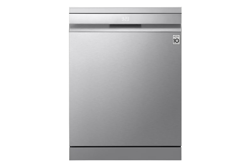 Front view of QuadWash™ gőzös mosogatógép TrueSteam™ technológiával, Automatikus ajtónyitás, 14 teríték, ThinQ™ WiFi funkció DF587HVS