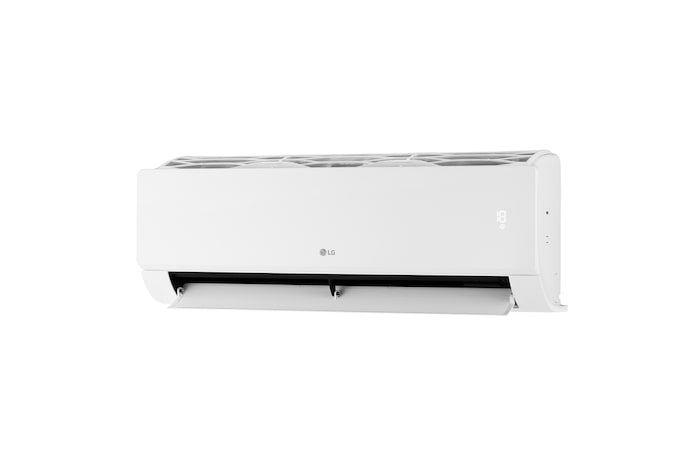 LG Libero Smart Dualcool Monosplit légkondicionáló bal oldali nézete nyitott alsó lapáttal