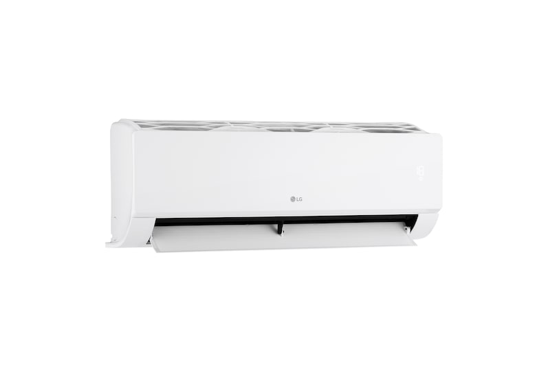 LG Libero Smart Dualcool Monosplit légkondicionáló jobb oldali nézete nyitott alsó lapáttal