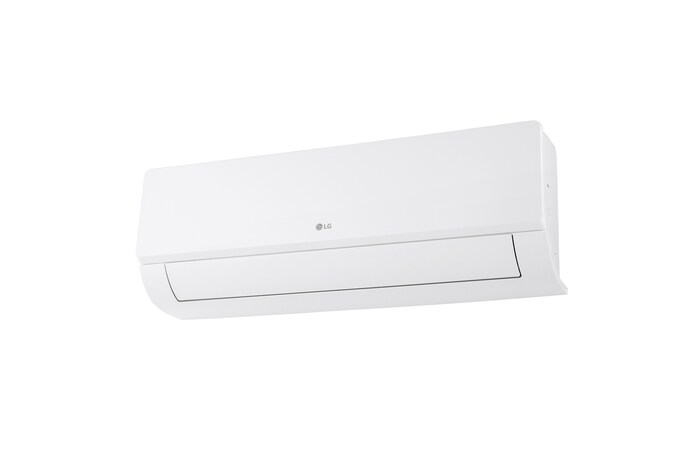 LG Libero Smart Dualcool Monosplit légkondicionáló elölnézete bal alsó szögből.