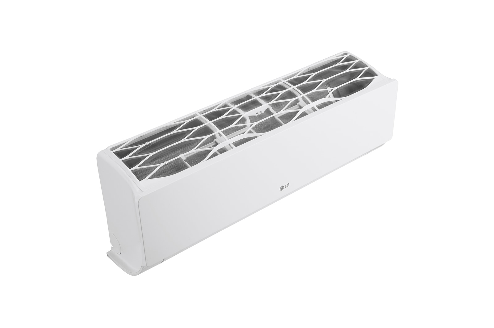 Az LG Libero Smart Dualcool Monosplit légkondicionáló jobb felső nézete.